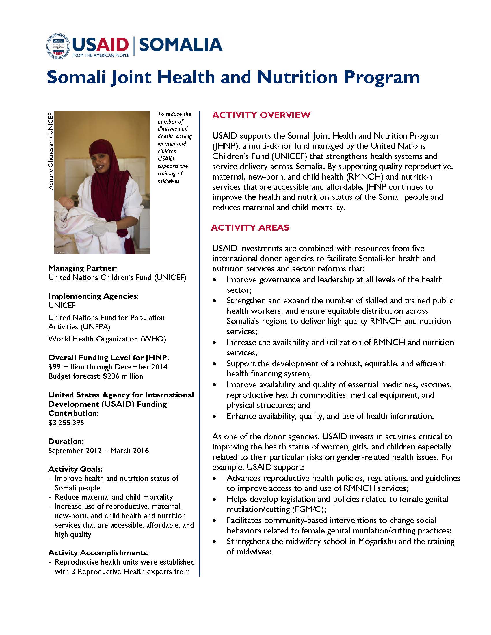 Somali Joint Health and Nutrition Program