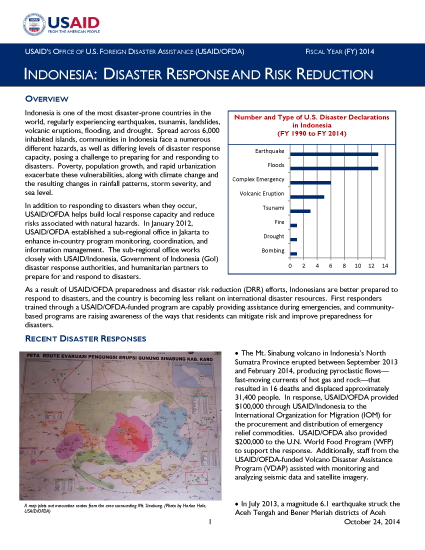 Fact Sheet: Indonesia Disaster Response and Risk Reduction 