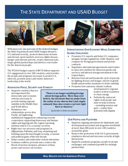 Fact Sheet: The State Department and USAID Budget