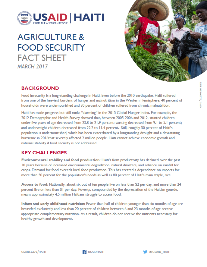 Agriculture & Food Security Fact Sheet 2017