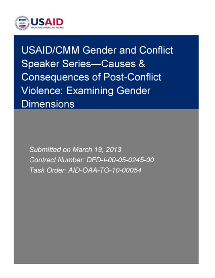 Causes & Consequences of Post-Conflict Violence: Examining Gender Dimensions