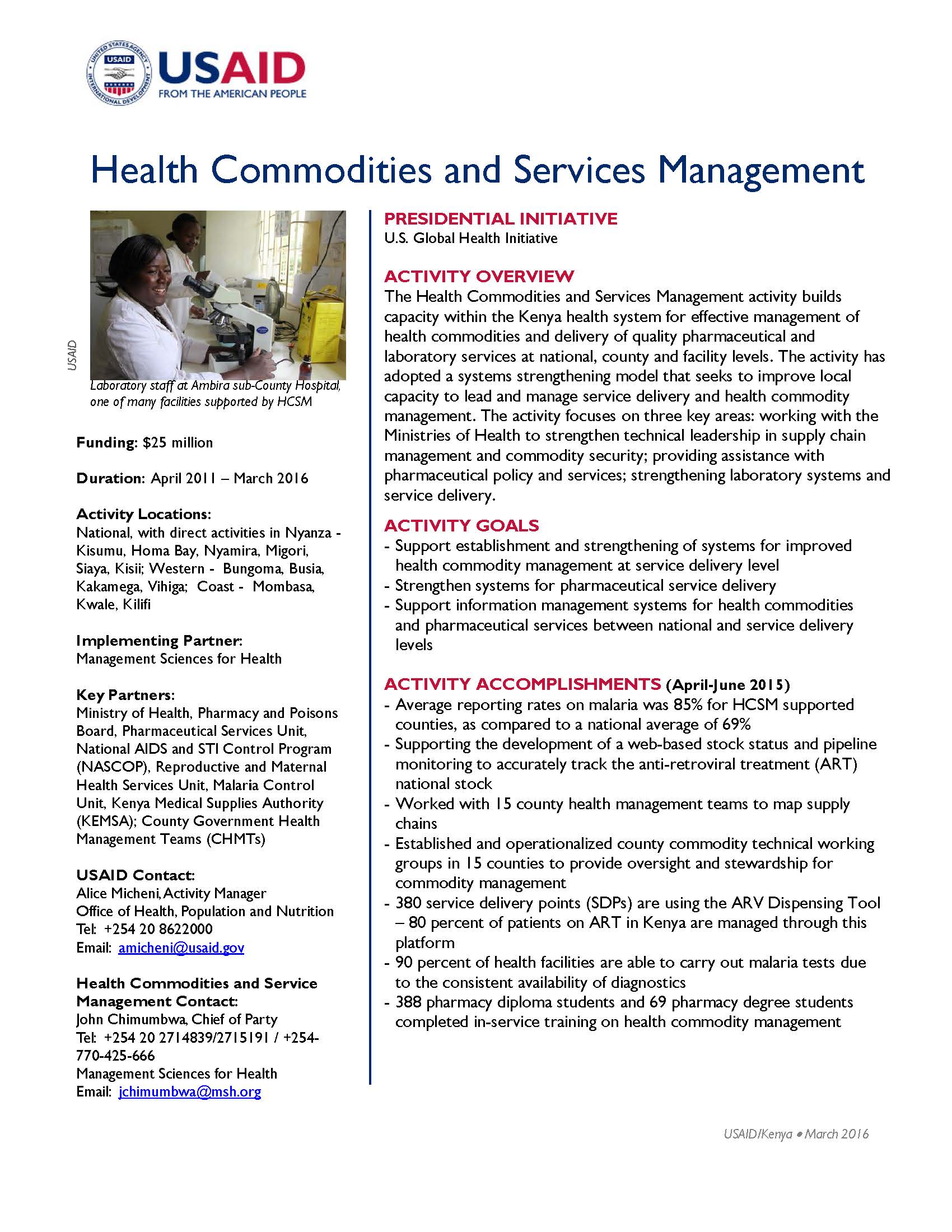 Health Commodities and Services Management