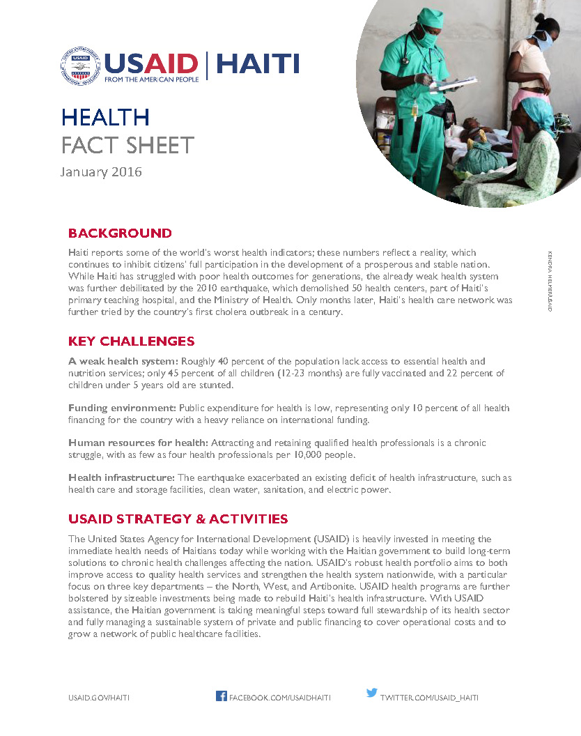 Haiti Health Fact Sheet (2016)