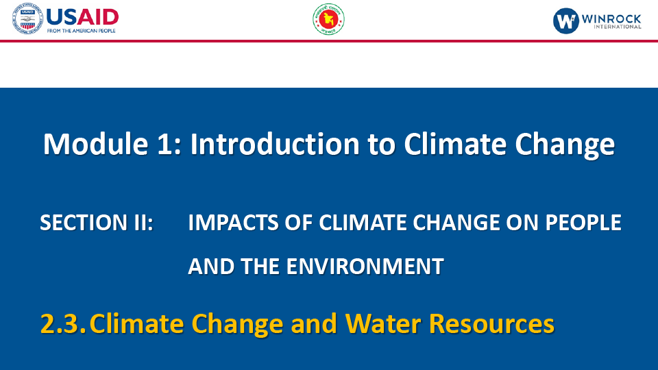 2.3. Climate Change and Water Resources: Effects