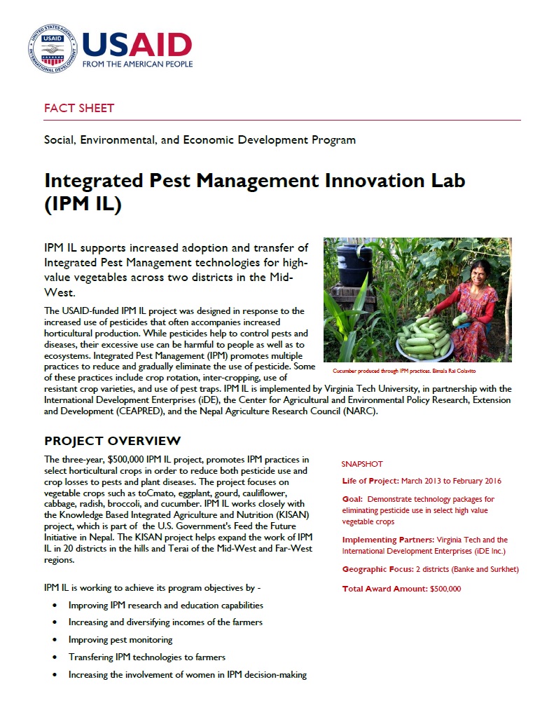 FACT SHEET: Integrated Pest Management Innovation Lab (IPM IL) 