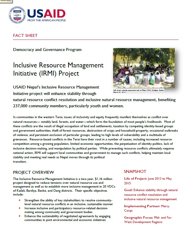 Inclusive Resource Management Initiative (IRMI) Project
