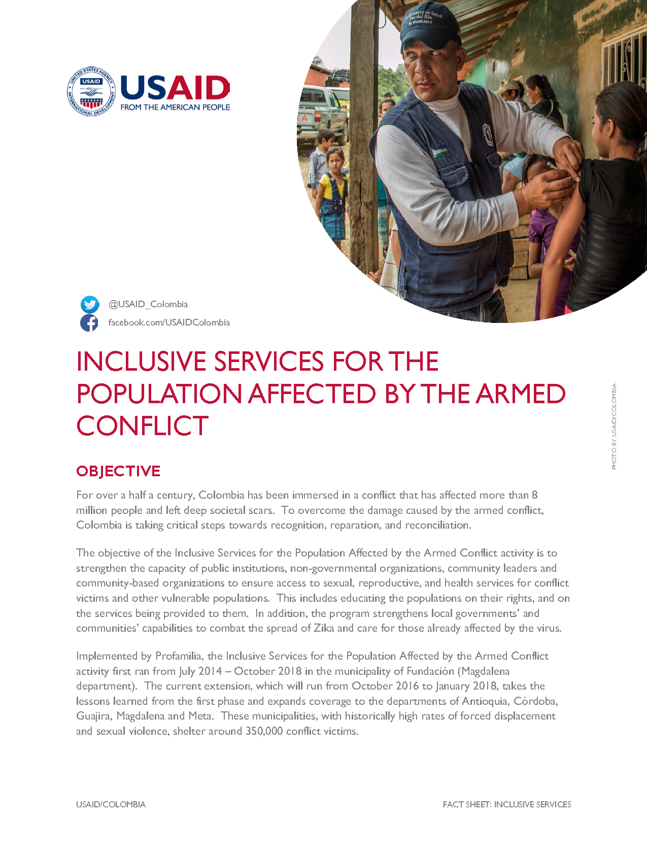Inclusive Services for the Population Affected by the Armed Conflict Fact Sheet