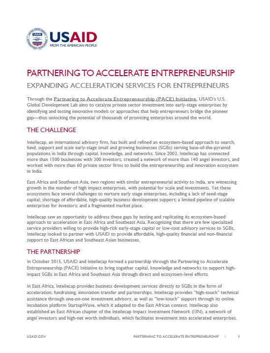 Partnering to Accelerate Entrepreneurship - Intellecap