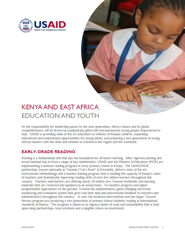 Kenya and East Africa Education and Youth Fact Sheet
