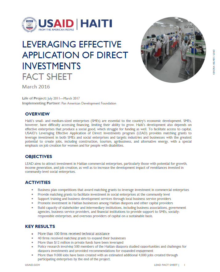 Economic Growth and Trade Fact Sheet: Leveraging Effective Application of Direct Investments (2016) 