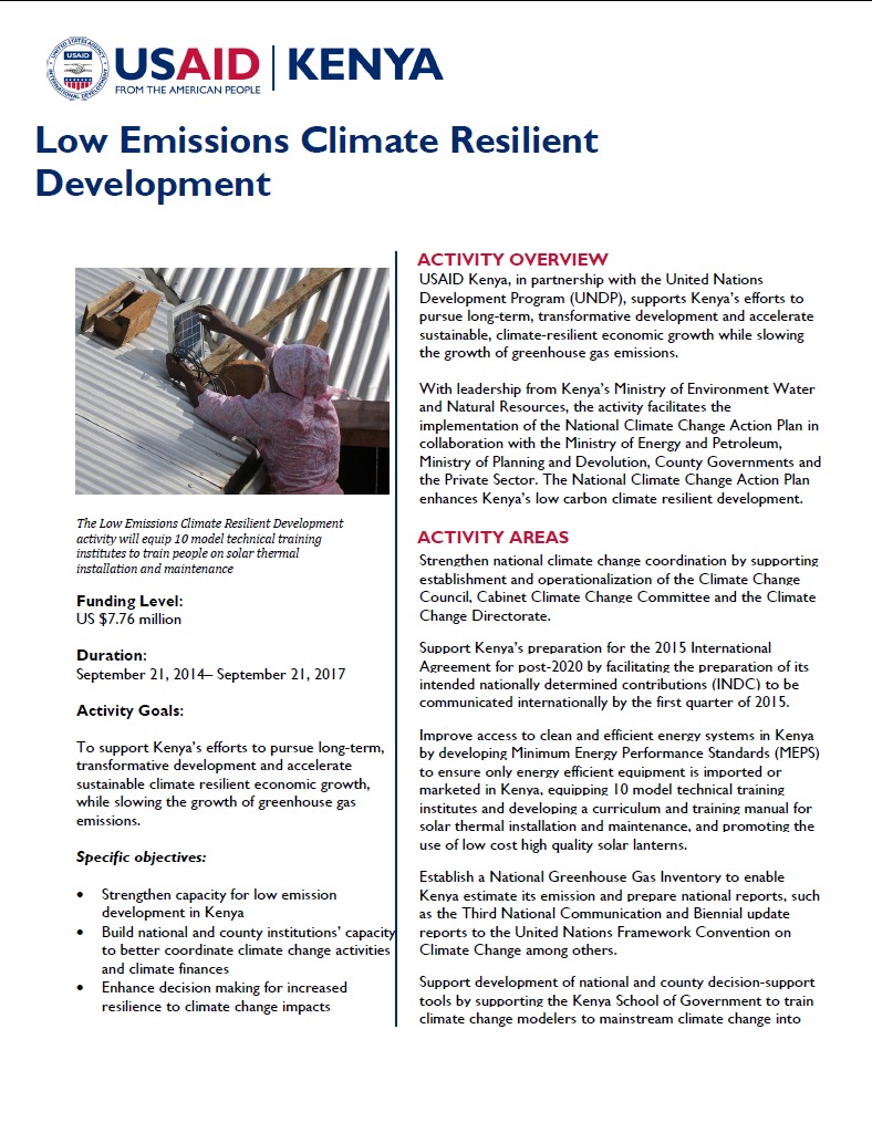 Low Emissions Climate Resilient Development Fact Sheet_November 2014