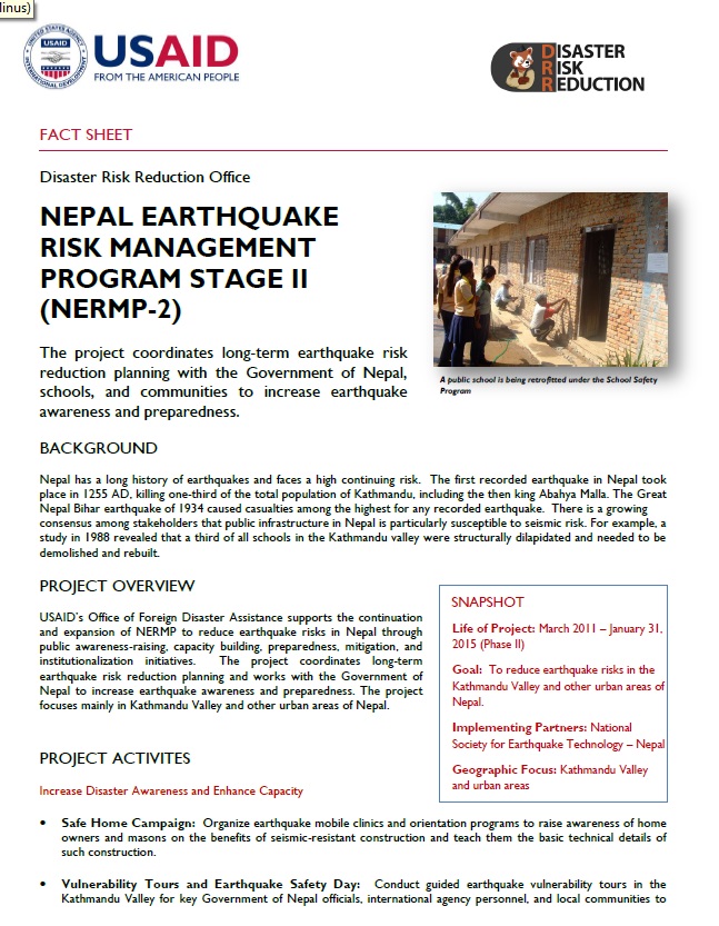 Nepal Earthquake Risk Management Program Stage II (NERMP-2)