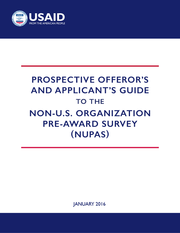 Prospective Offeror's and Applicant's Guide to the Non-Organization Pre-Award Survey 
