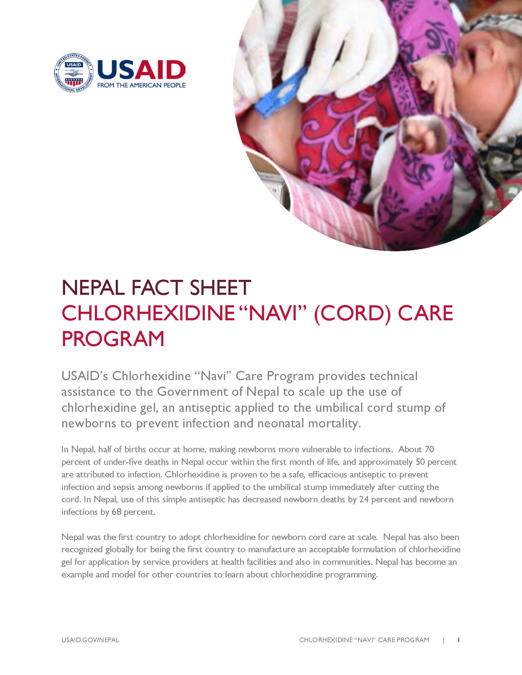 Fact Sheet: CHLORHEXIDINE “NAVI” (CORD) CARE PROGRAM 