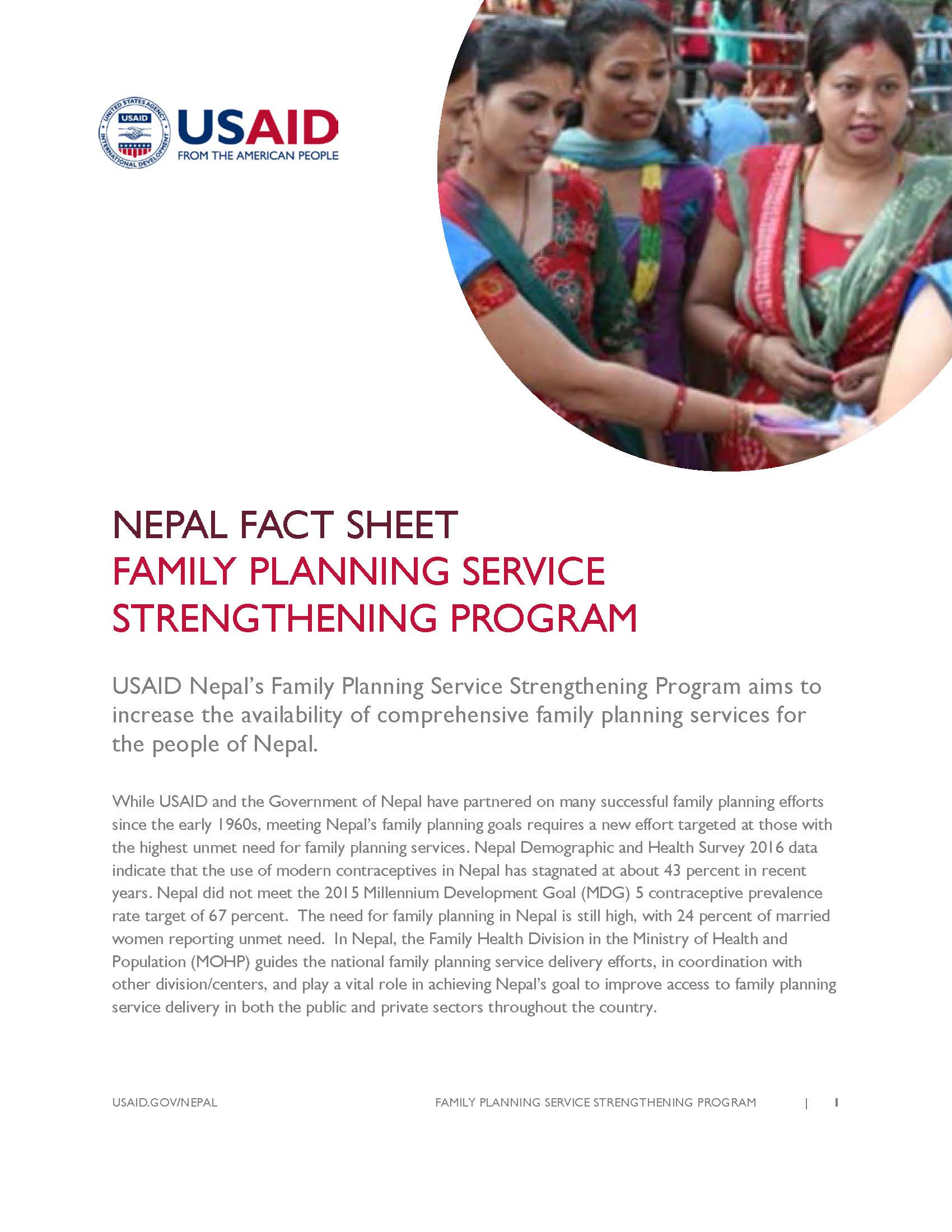 Fact Sheet:FAMILY PLANNING SERVICE STRENGTHENING PROGRAM 
