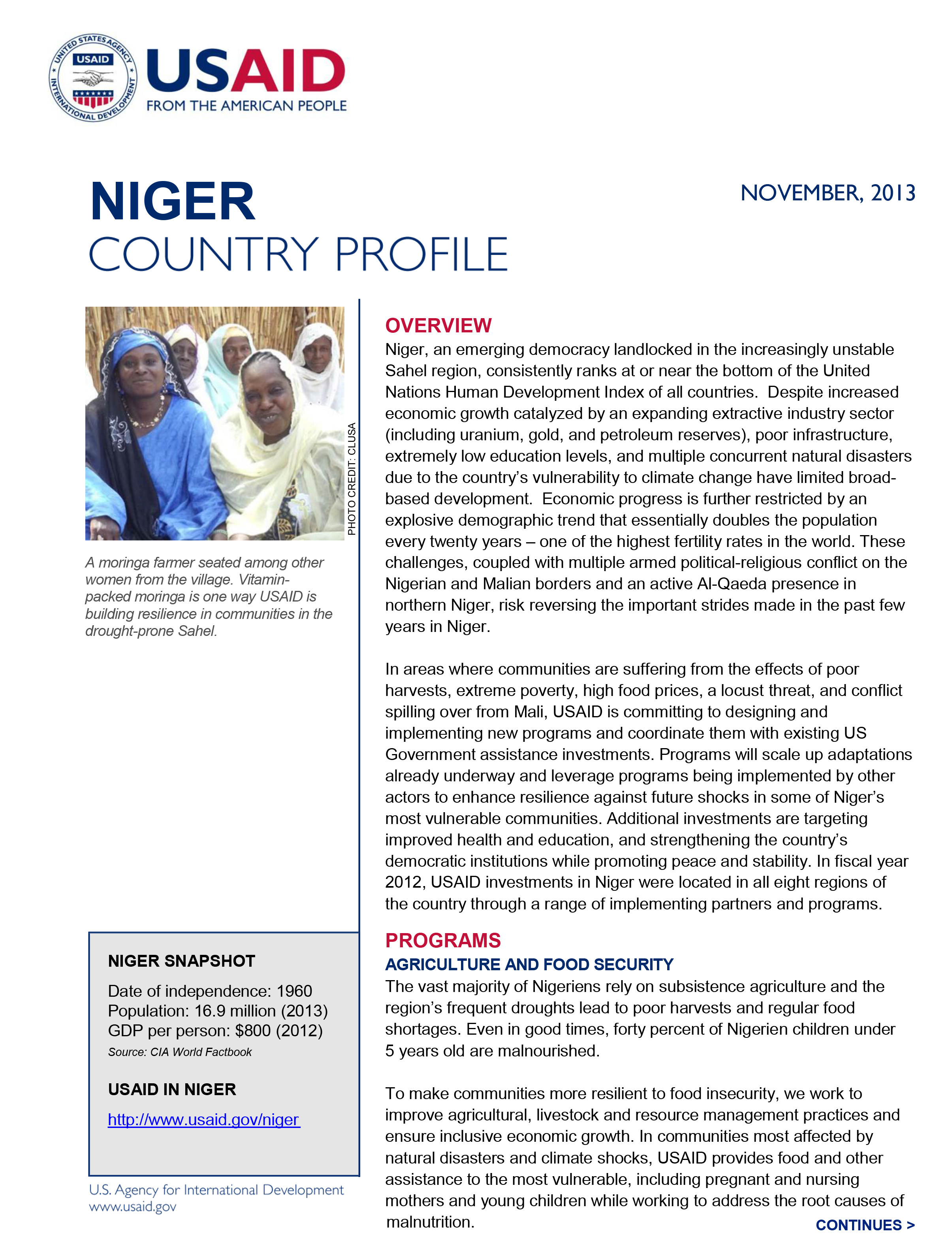 USAID Niger Country Profile