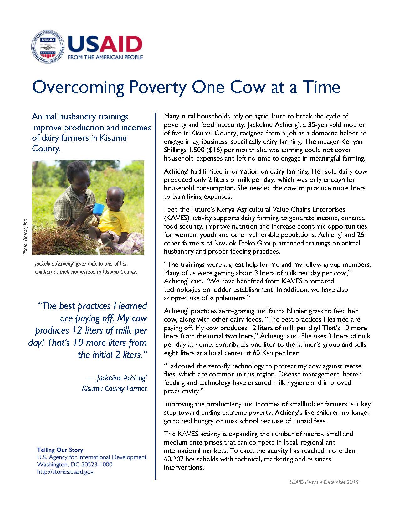 Overcoming Poverty One Cow at a Time