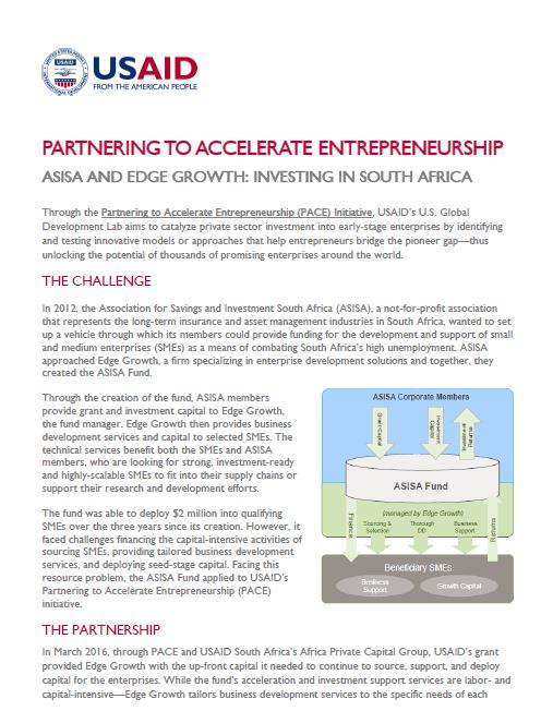 Partnering to Accelerate Entrepreneurship - ASISA and Edge Growth