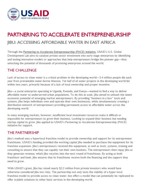 Partnering to Accelerate Entrepreneurship - Jibu