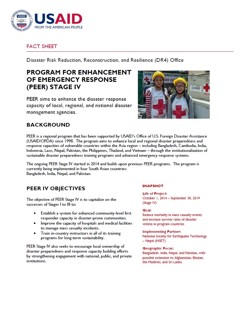PROGRAM FOR ENHANCEMENT OF EMERGENCY RESPONSE (PEER) STAGE IV 