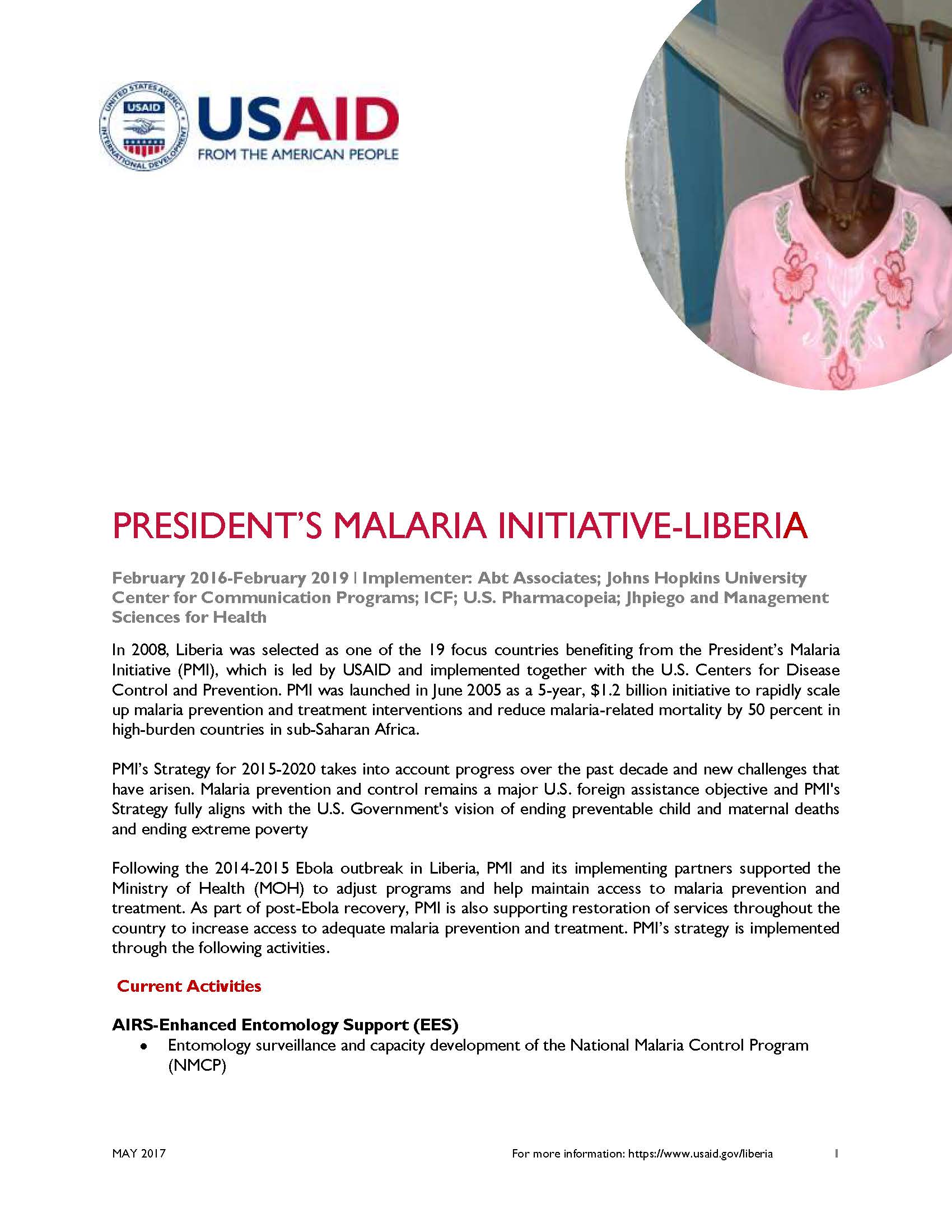 President's Malaria Initiative-Liberia  Fact Sheet 