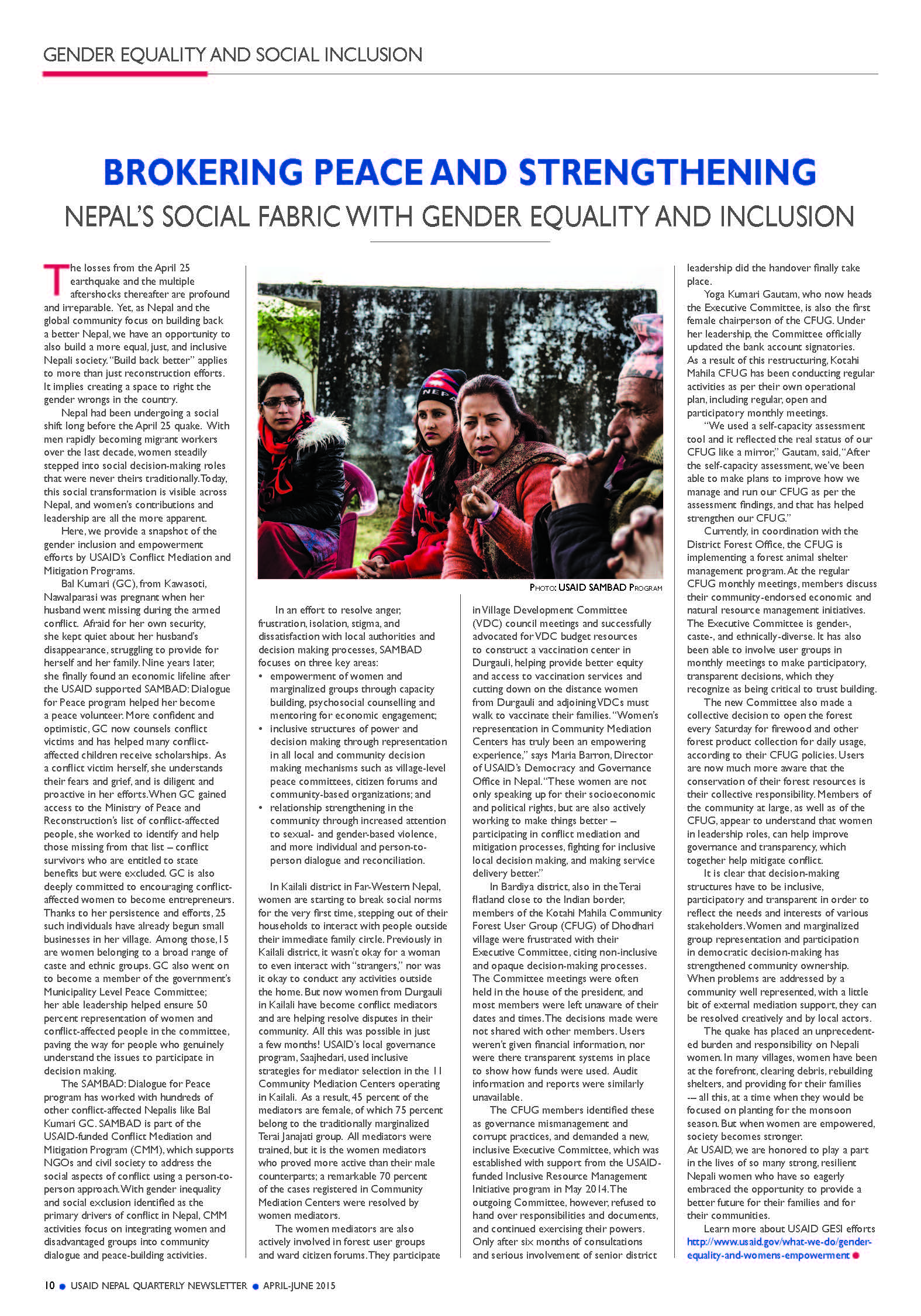BROKERING-PEACE-AND-STRENGTHENING: NEPAL’S SOCIAL FABRIC WITH GENDER EQUALITY AND INCLUSION