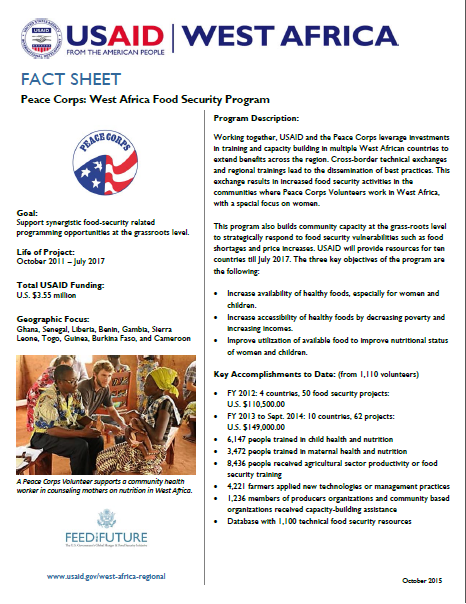 Fact Sheet on the USAID/Peace Corps West Africa Food Security Program 