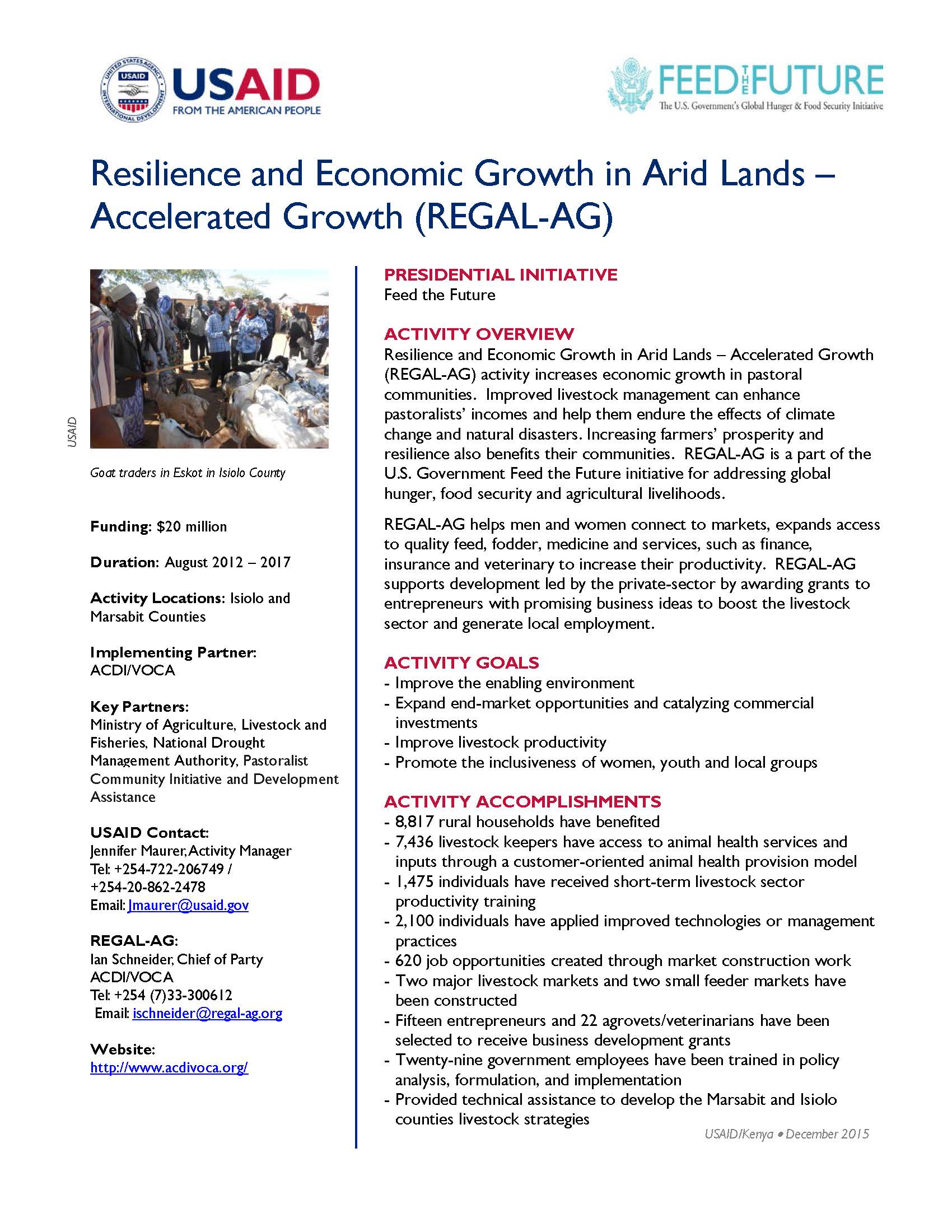 Resilience and Economic Growth in Arid Lands – Accelerated Growth (REGAL-AG)