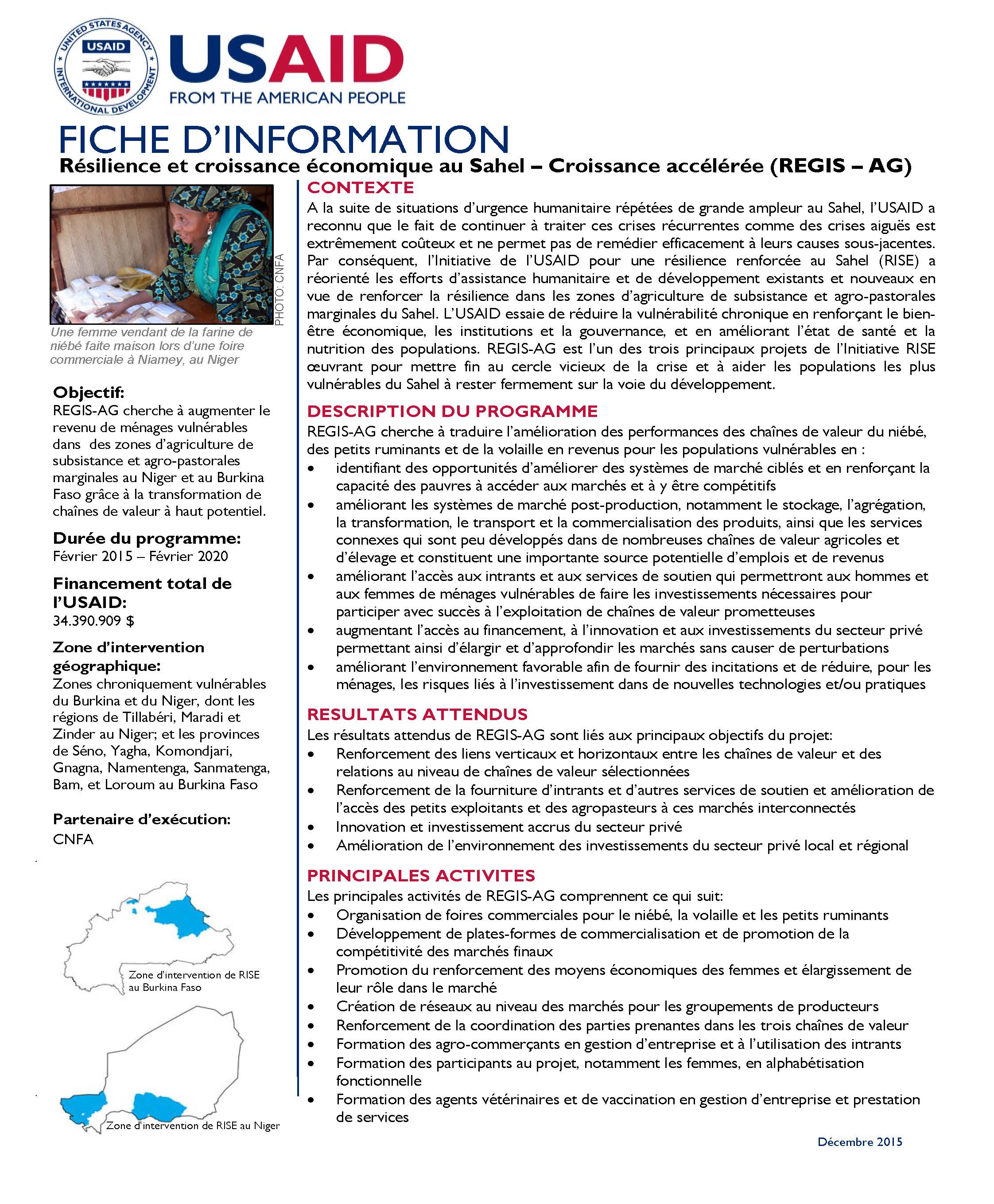 Résilience et croissance économique au Sahel – Croissance accélérée (REGIS – AG)