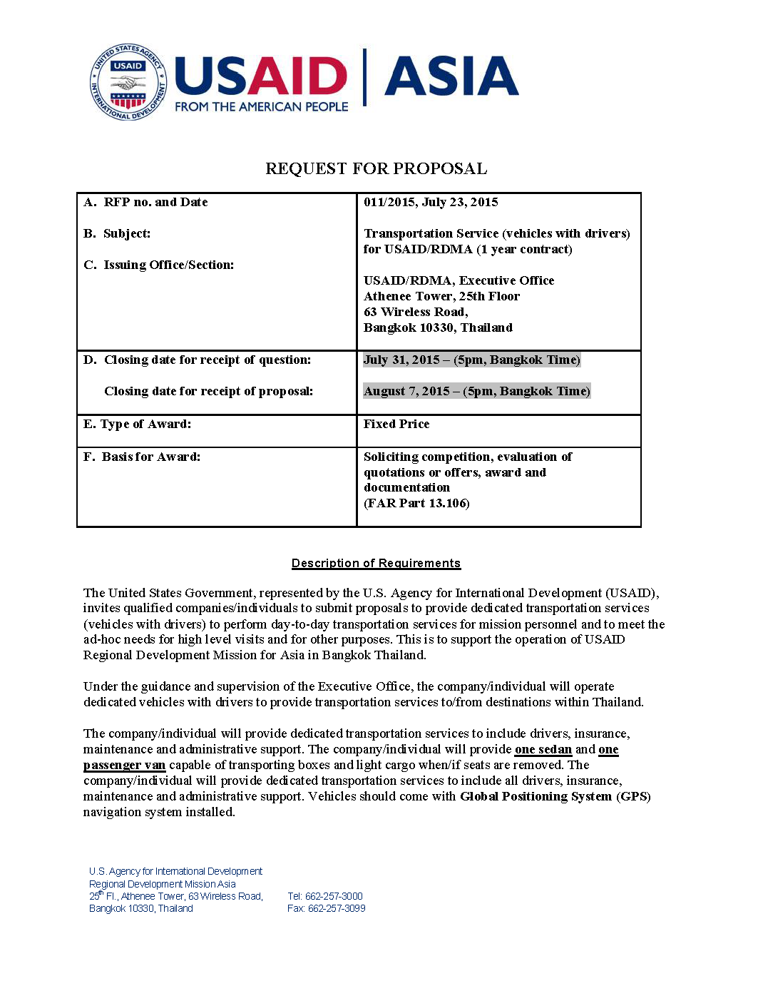 RFP011_Leased vehicles with drivers for RDMA