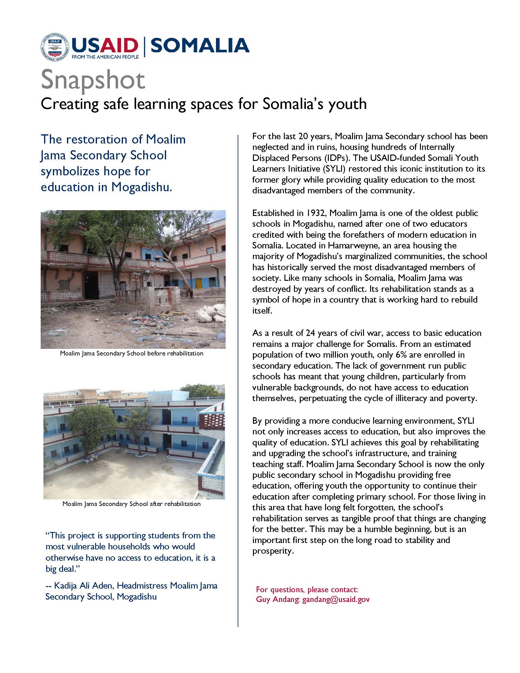 Creating safe learning spaces for Somalia’s youth