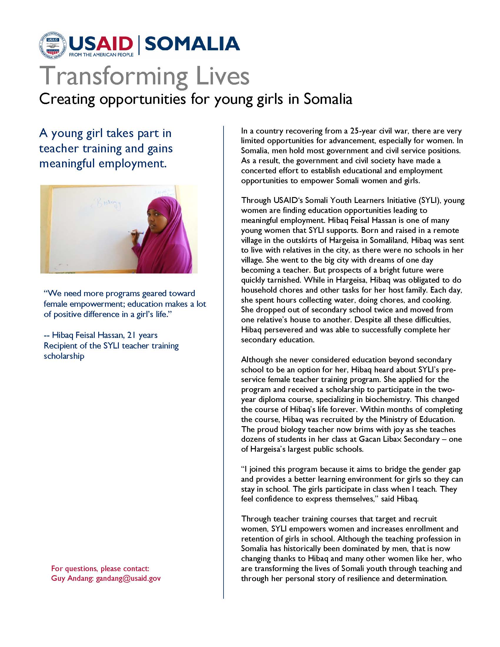 Creating opportunities for young girls in Somalia