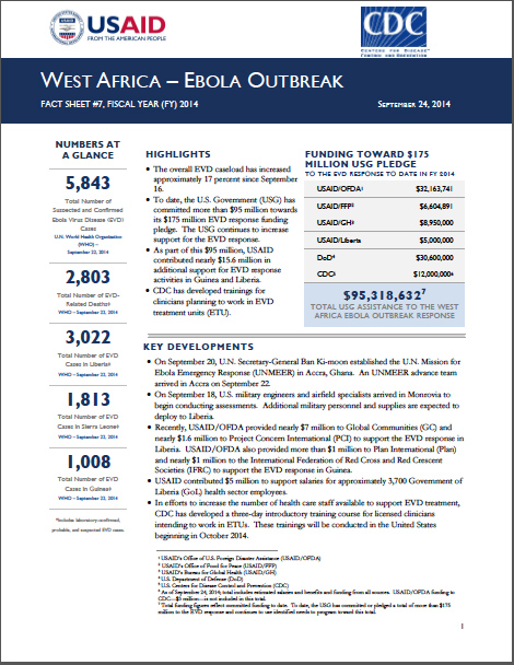 West Africa - Ebola Outbreak - Fact Sheet #7