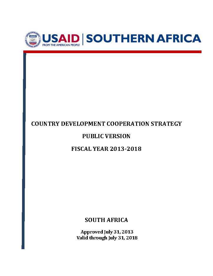 South Africa Country Development Cooperation Strategy 2013-2018 