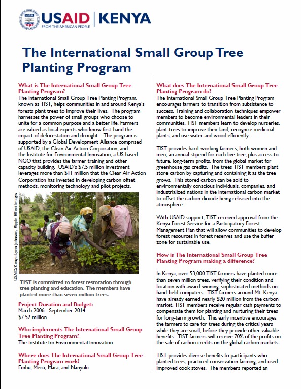 Printable  International Small Tree Planting Group Fact Sheet