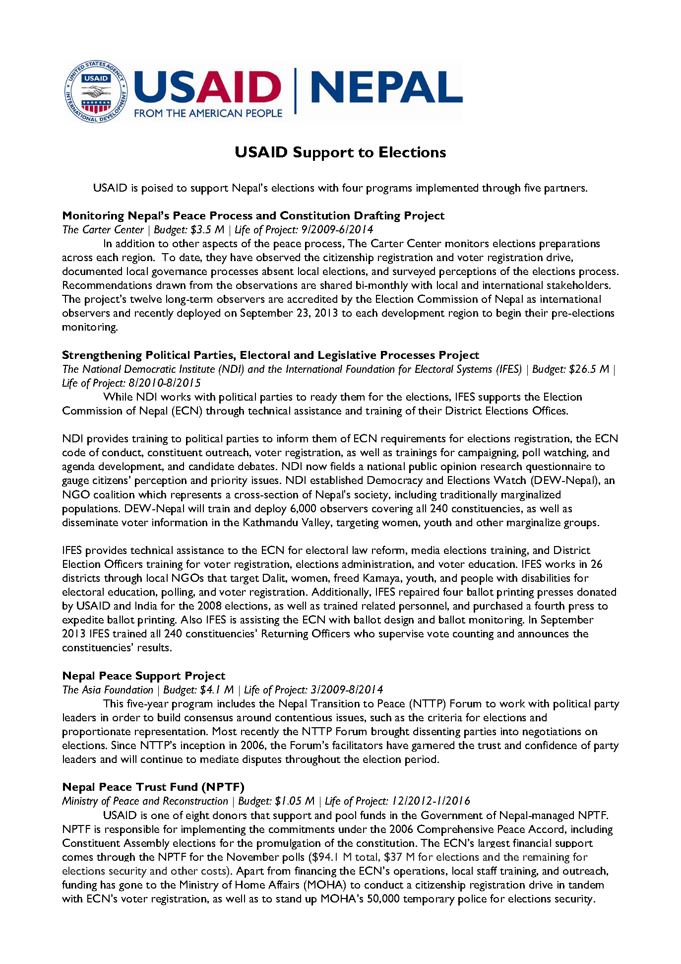 USAID Support Nepal's Elections