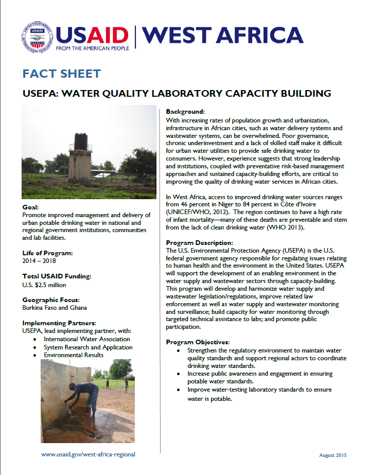 Fact Sheet on USEPA Water Quality Laboratory Capacity Building