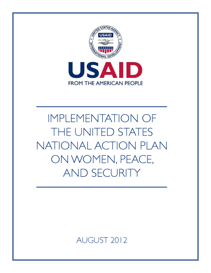 USAID Implementation of the U.S. National Action Plan on Women, Peace, and Security