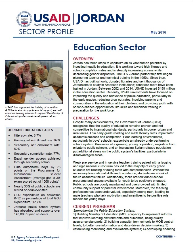 USAID/Jordan Education Sector May 2016