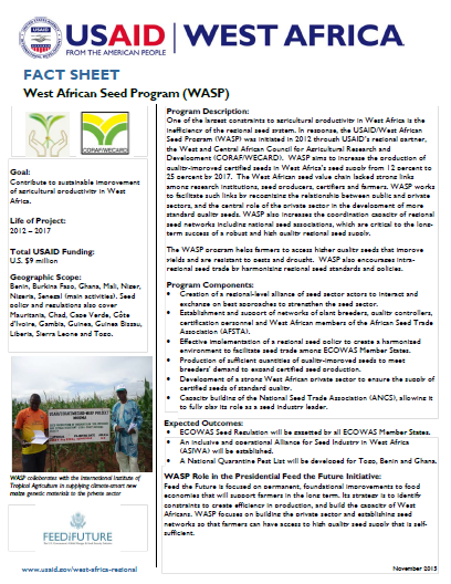 Fact Sheet on the West Africa Seed Program (WASP)
