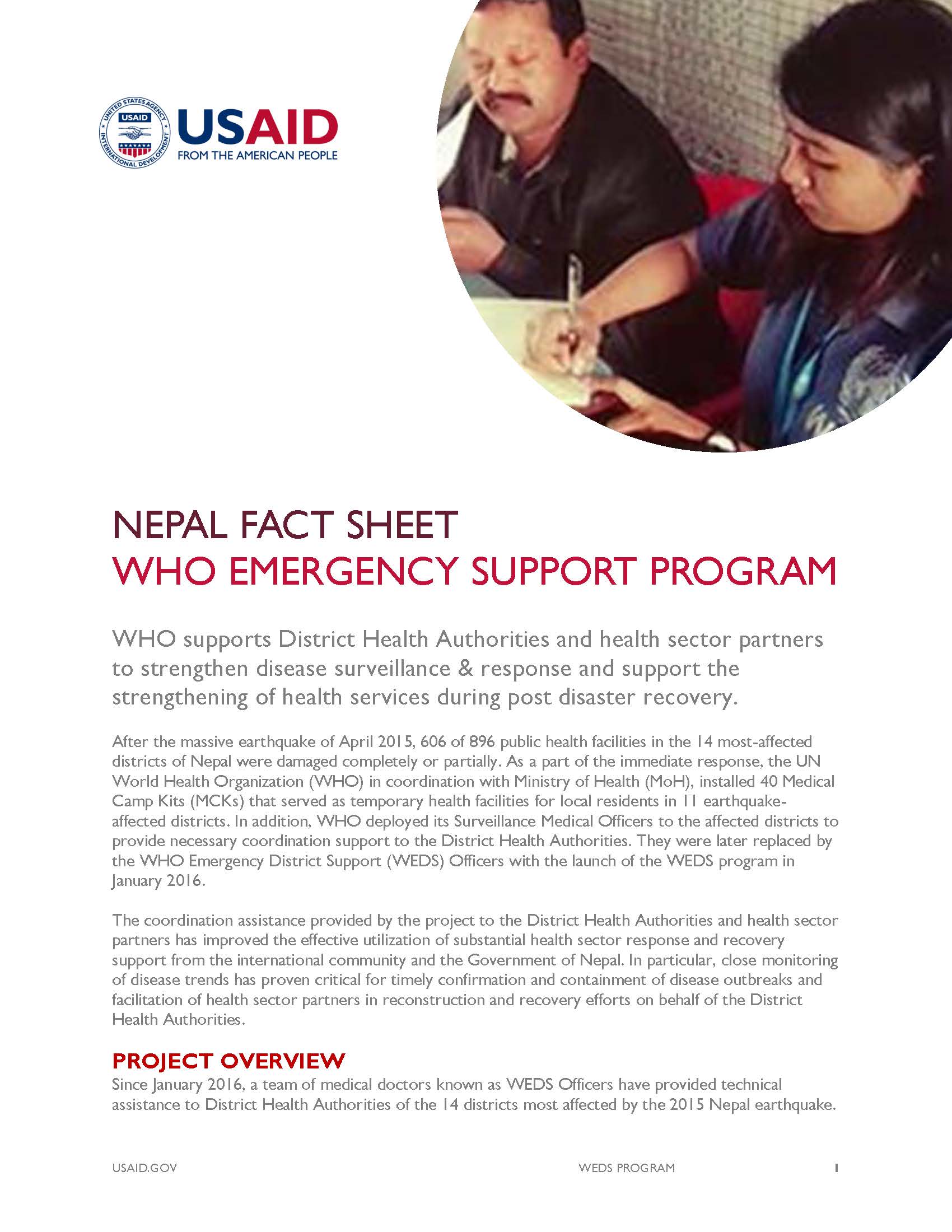 Fact Sheet: WHO EMERGENCY SUPPORT PROGRAM