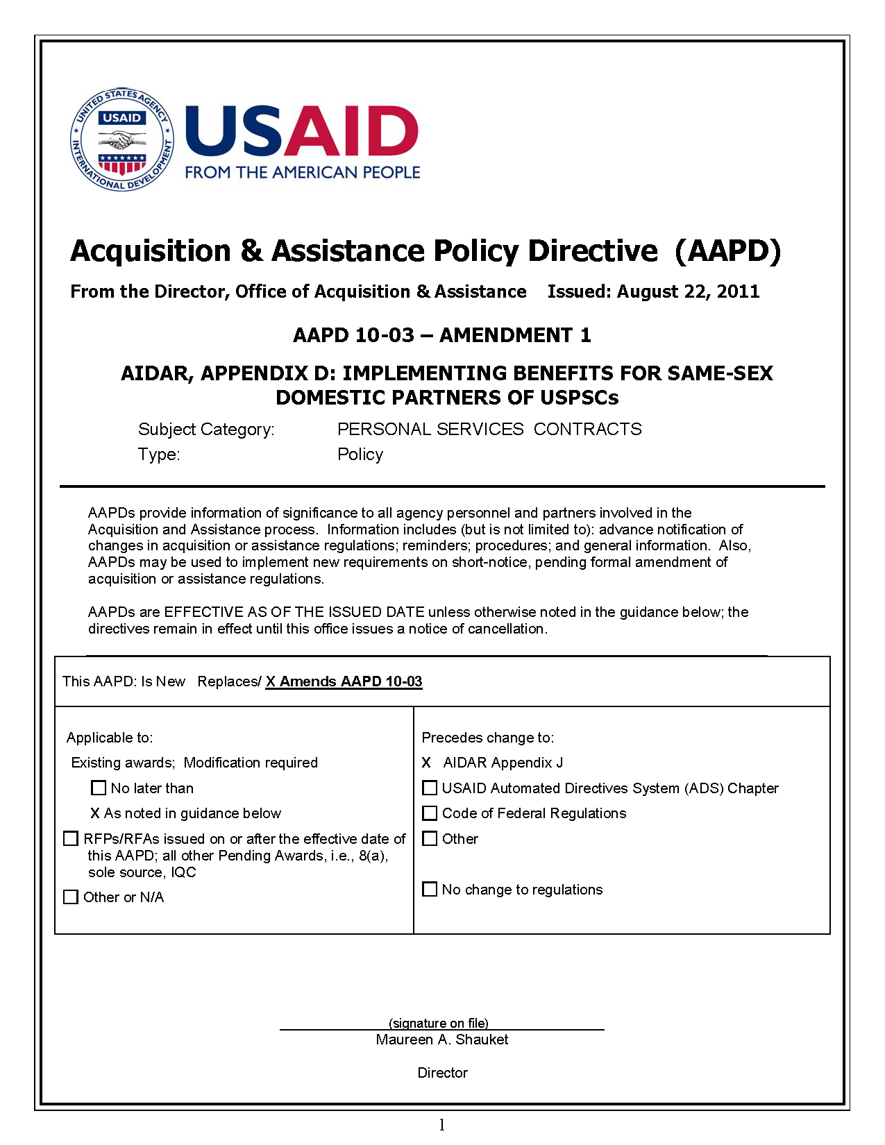 AAPD 10-03 Amendment 1