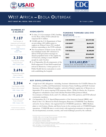 West Africa - Ebola Outbreak - Fact Sheet #1 (FY 15)