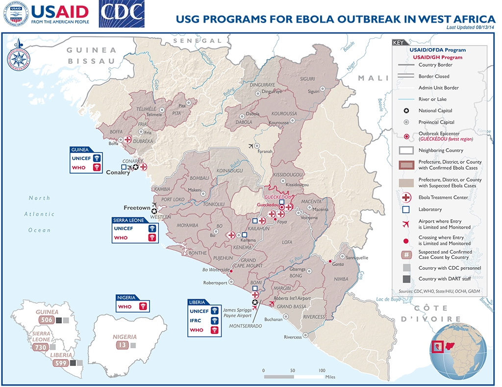 USG West Africa Ebola Outbreak Program Map