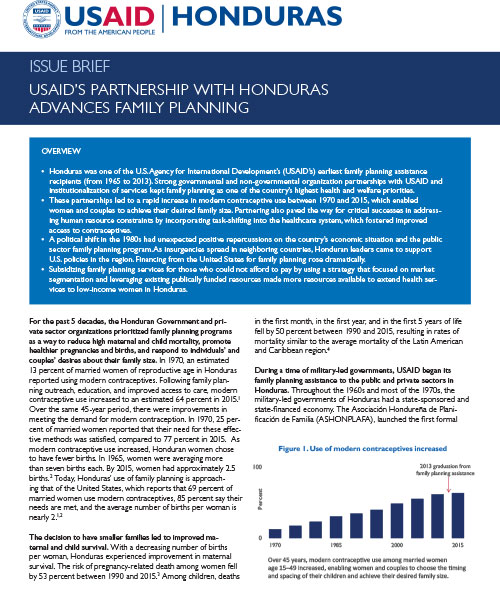 Issue Brief: USAID's Partnership with Honduras Advances Family Planning
