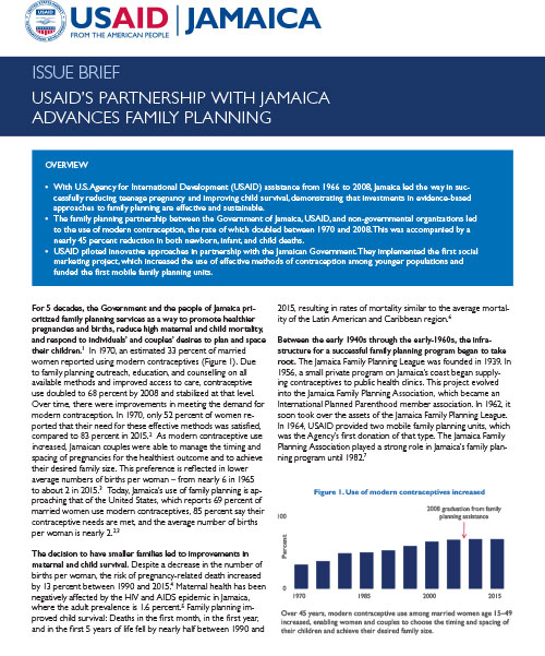 Issue Brief: USAID's Partnership with Jamaica Advances Family Planning