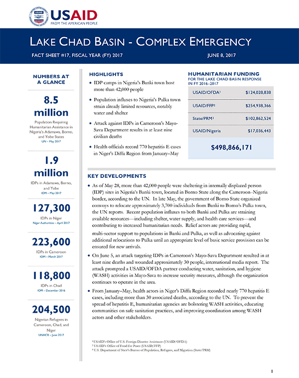 Lake Chad Basin Complex Emergency Fact Sheet #17 - 06-08-2017