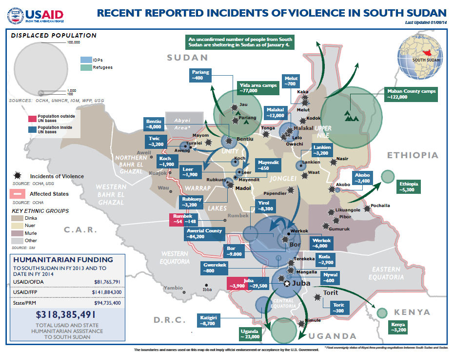 South Sudan Crisis Map February 14, 2014