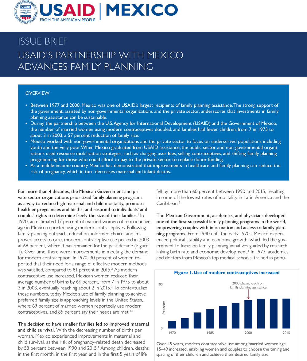 Issue Brief: USAID's Partnership with Mexico Advances Family Planning