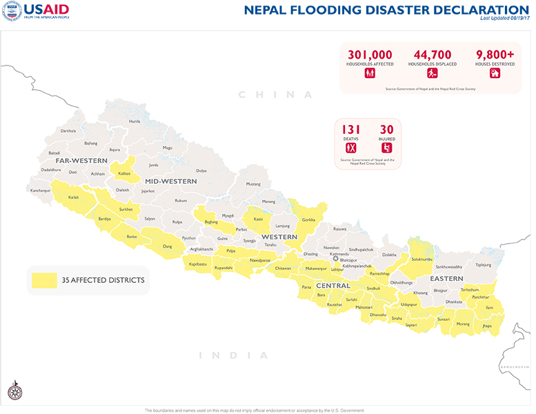 Nepal Floods Map - 08-19-2017